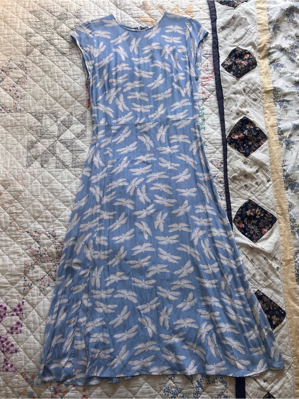 LOFT Light Blue Dragonfly Print Maxi Dress
